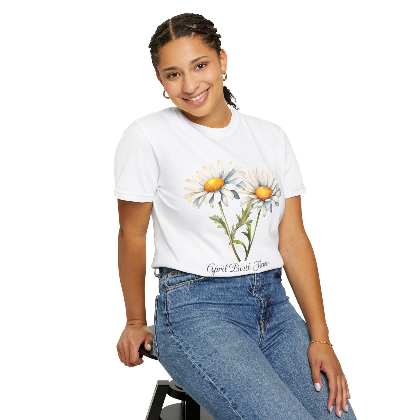 April Birth Flower "Daisy" - Unisex Garment-Dyed T-shirt