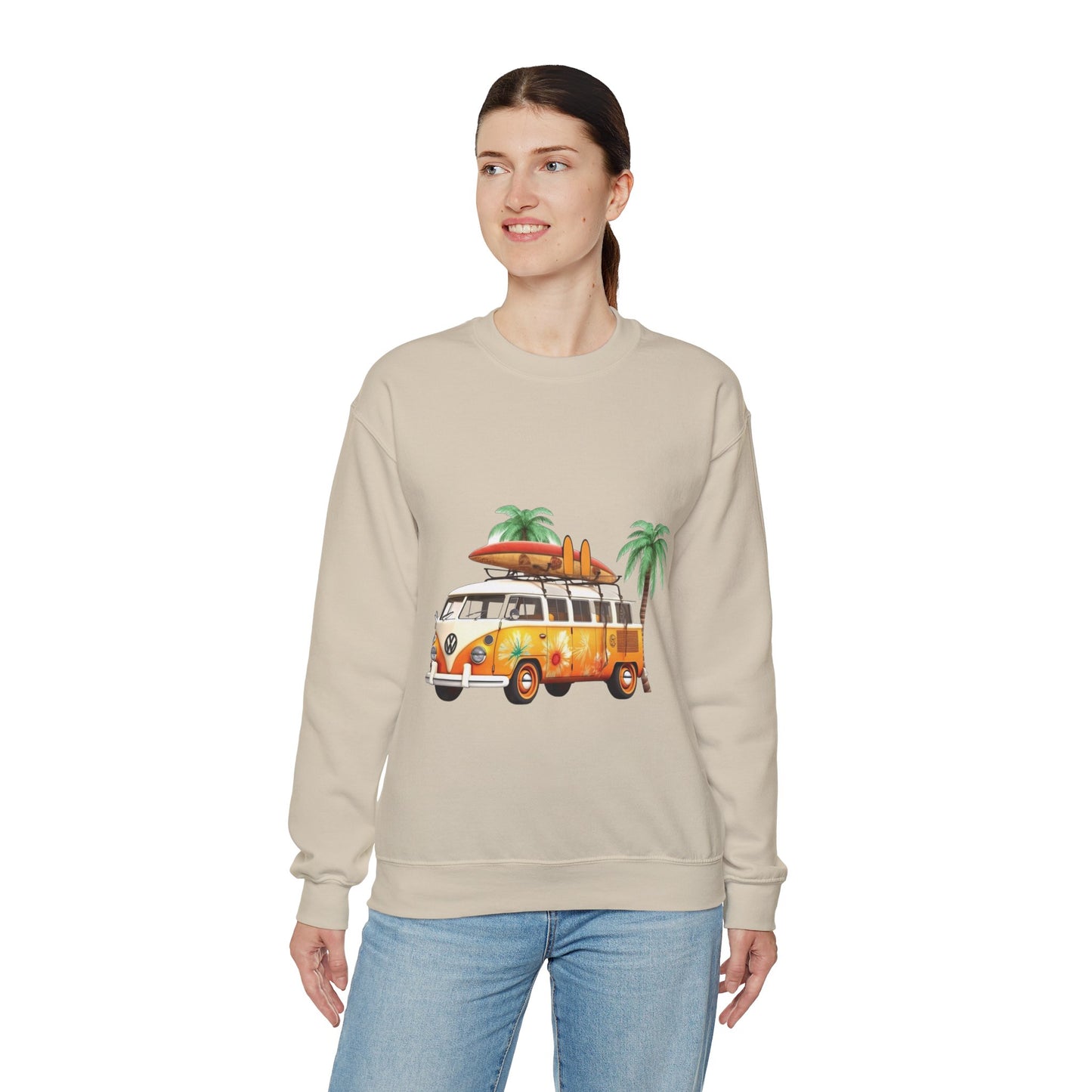 Retro Surf Van - Unisex Heavy Blend™ Crewneck Sweatshirt