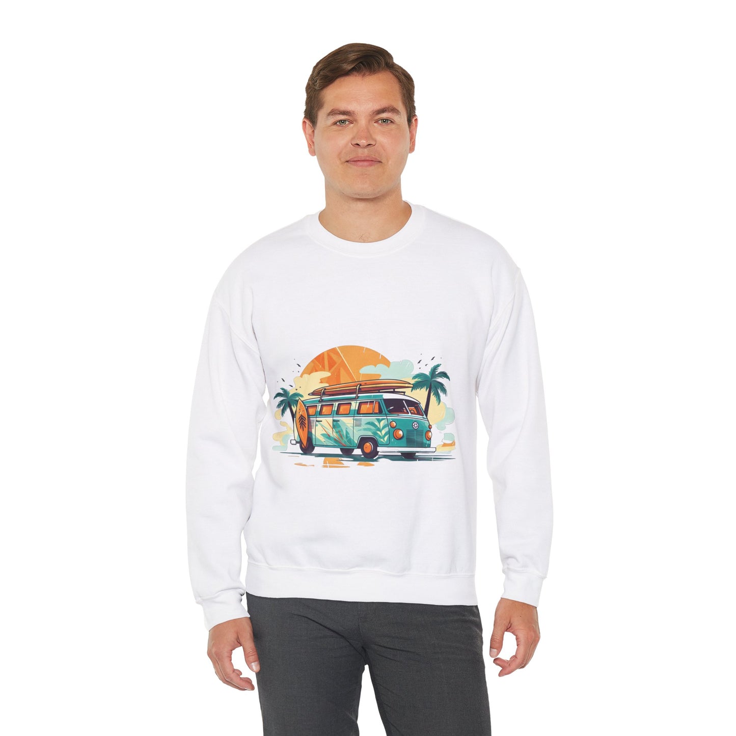 Retro Surf Van - Unisex Heavy Blend™ Crewneck Sweatshirt