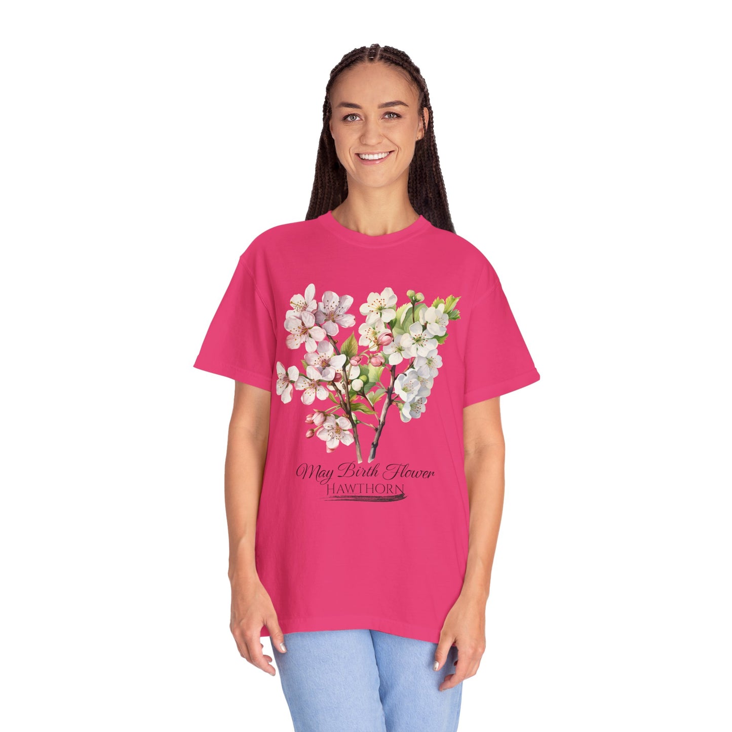 May Birth Flower "Hawthorn" - Unisex Garment-Dyed T-shirt