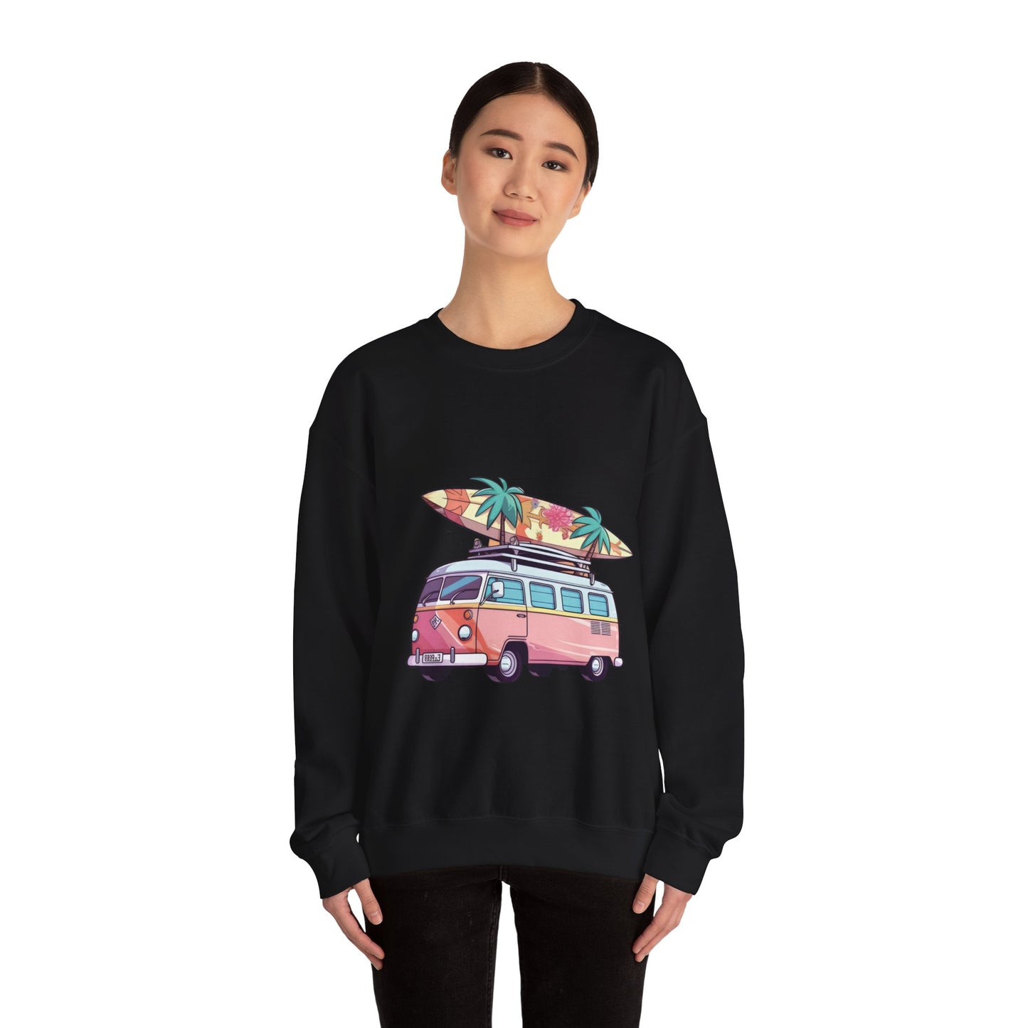 Retro Surf Van - Unisex Heavy Blend™ Crewneck Sweatshirt
