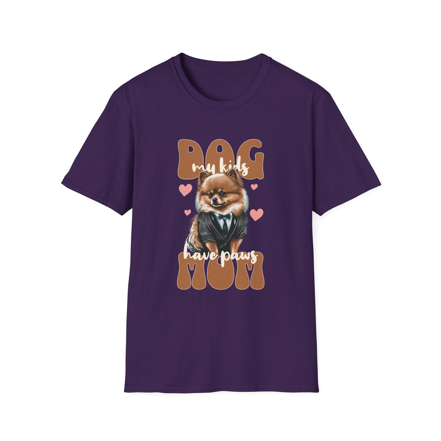 Dog Mom Softstyle T-Shirt - My Kids Have Paw Print Design