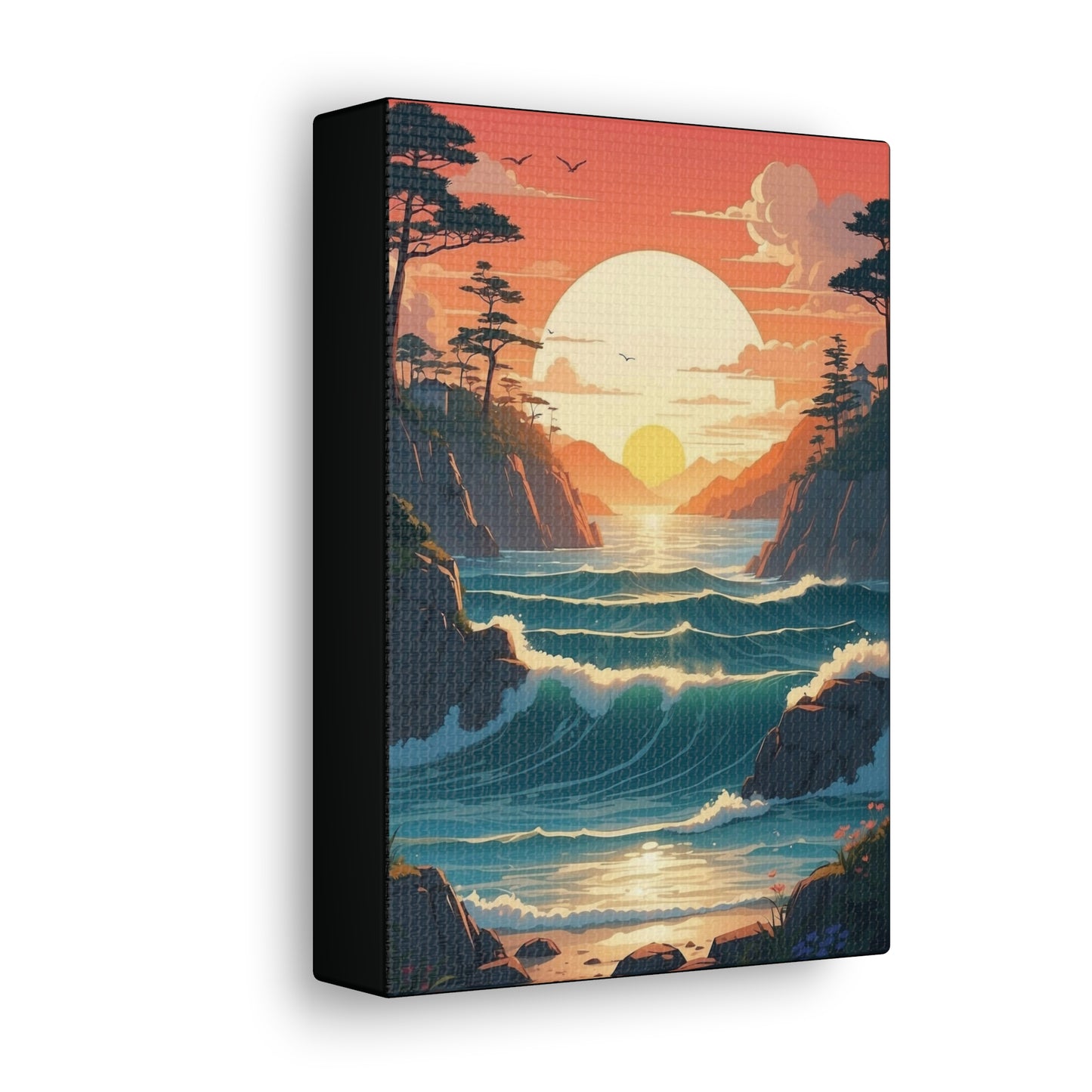 Beautiful sunset over the water channel - Canvas Gallery Wraps