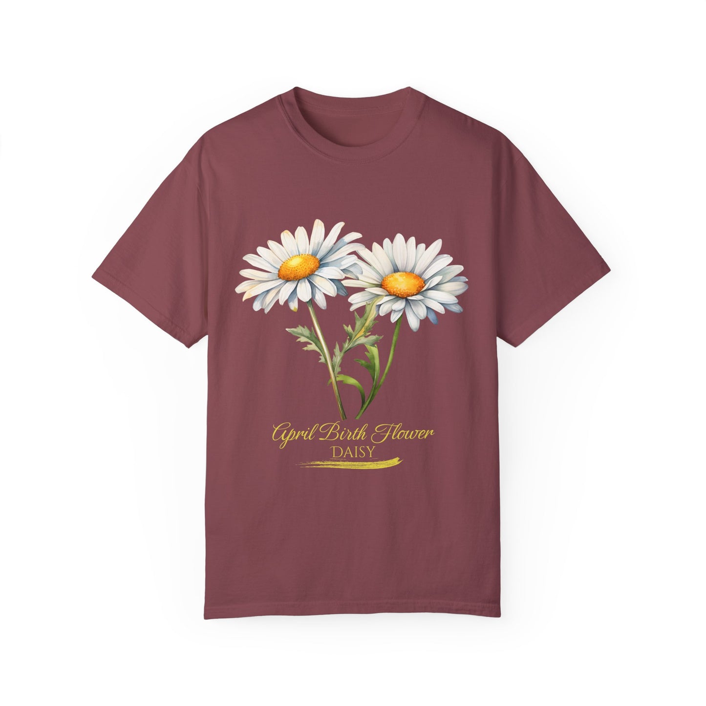 April Birth Flower "Daisy" (For Print on Dark Fabric) - Unisex Garment-Dyed T-shirt