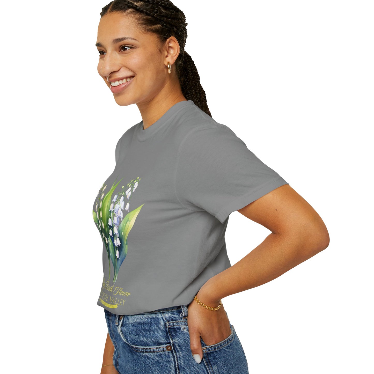 May Birth Flower "Lily of the Valley" (For Dark Fabric) - Unisex Garment-Dyed T-shirt