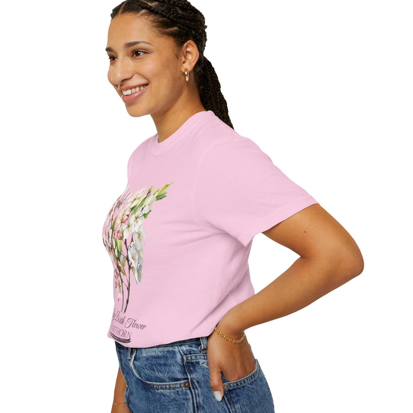 May Birth Flower "Hawthorn" - Unisex Garment-Dyed T-shirt