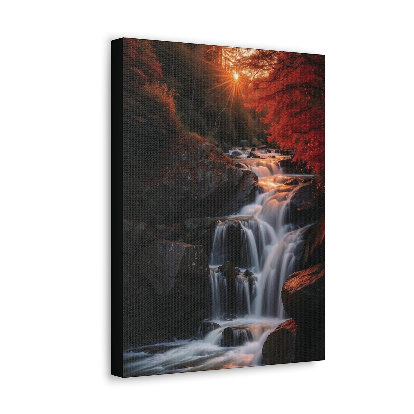 Sunrise Over the Waterfall: Canvas Gallery Wraps