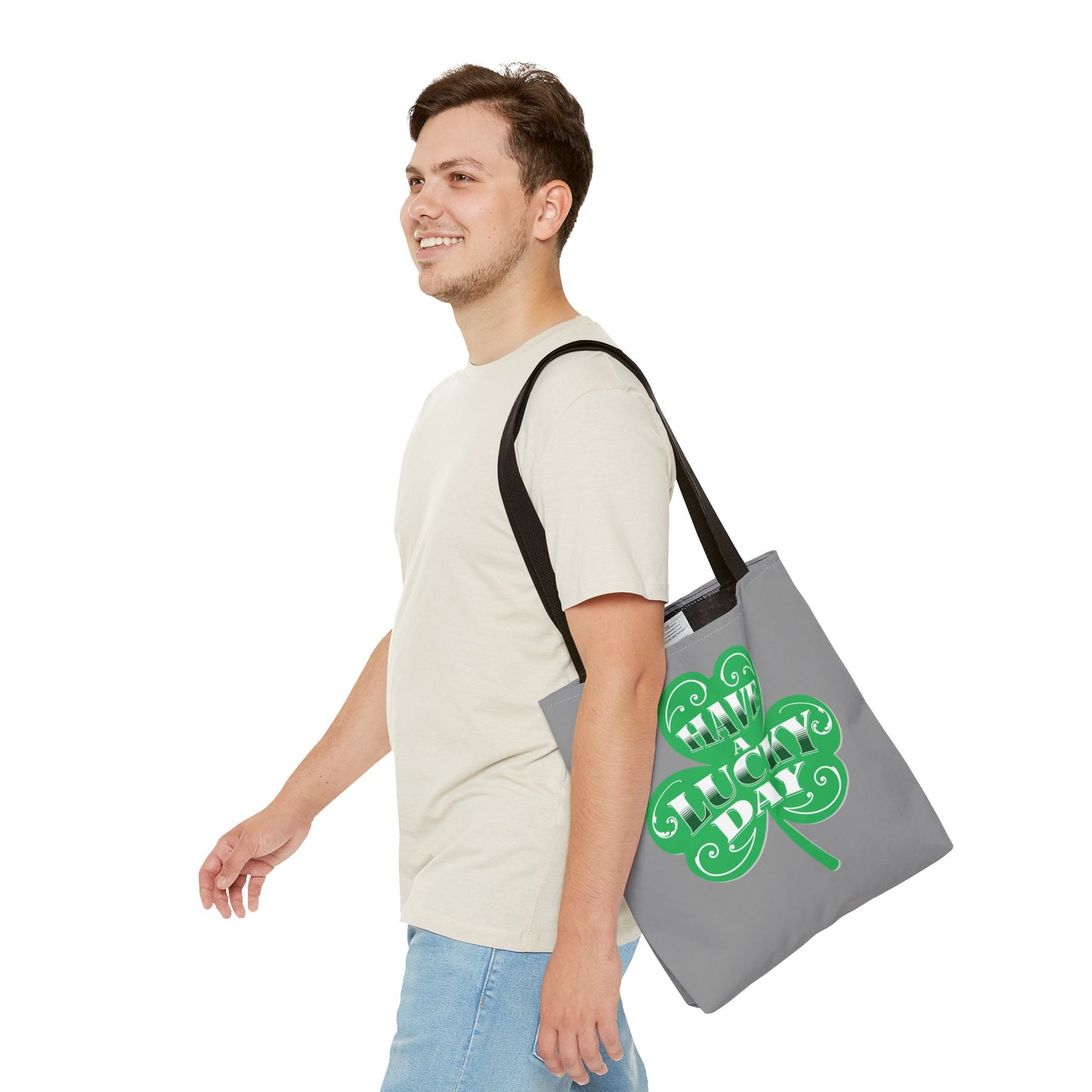 Lucky Day Tote Bag - St. Patrick's Day Gift, Eco-Friendly Shopper, Fun Everyday Use, Green Clover Design, Lucky Charm