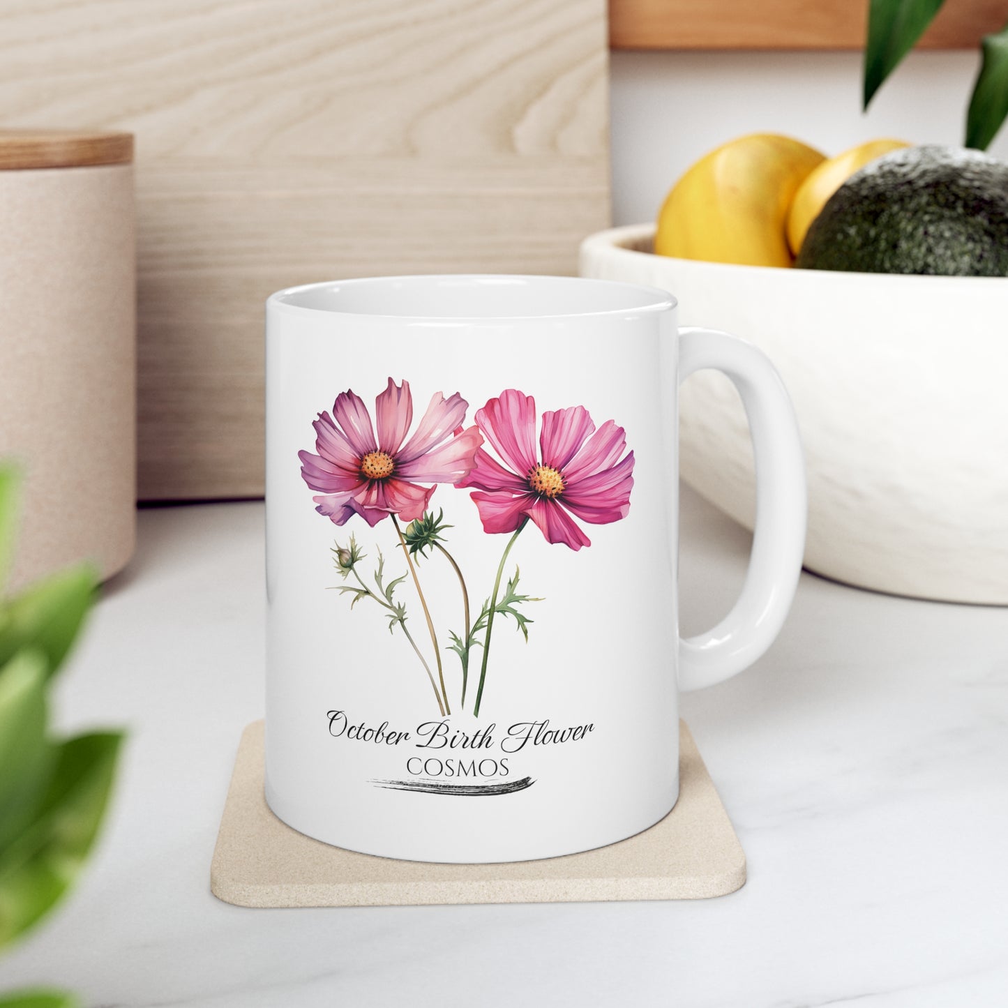 October Birth Flower (Cosmos): Ceramic Mug 11oz