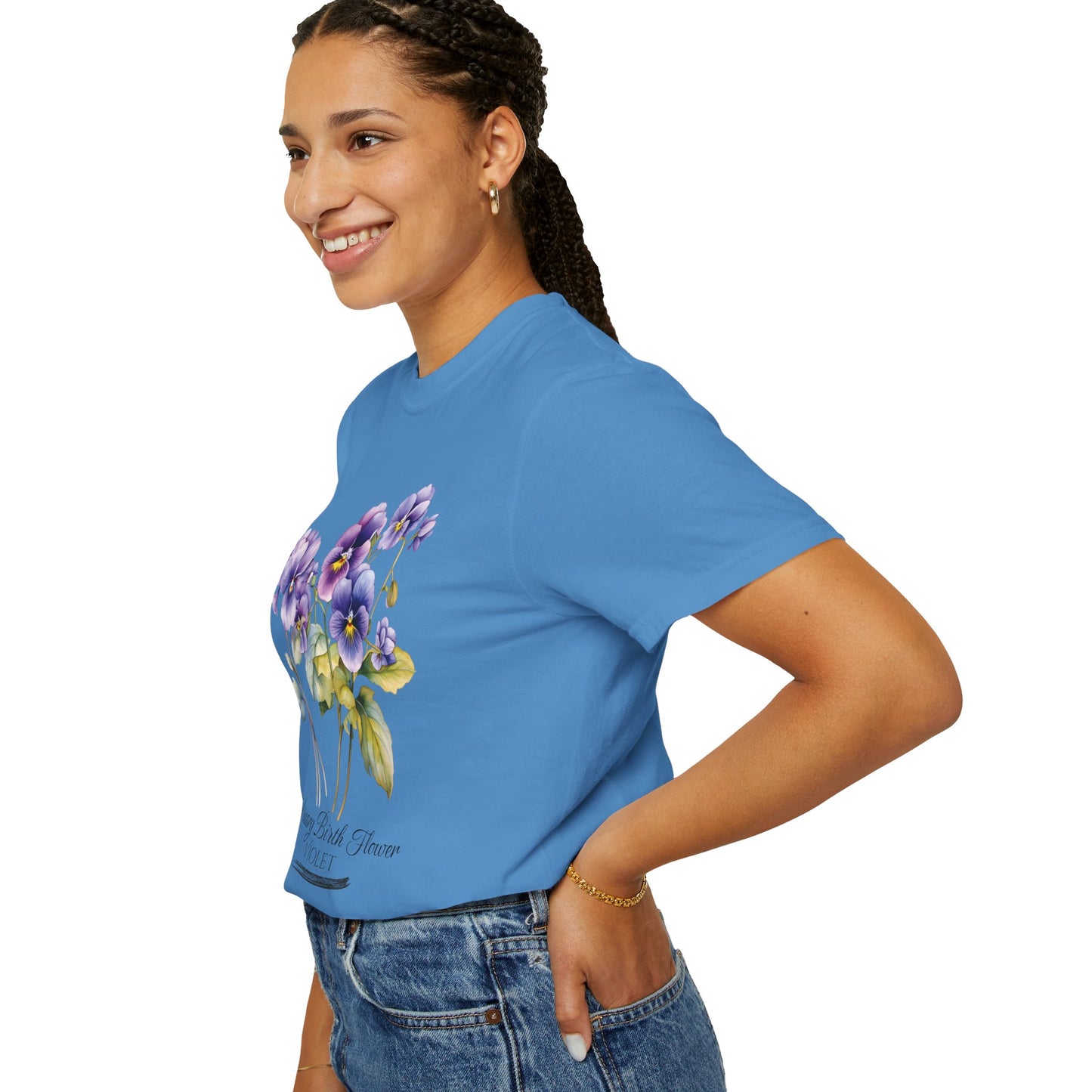 February Birth Flower "Violet" - Unisex Garment-Dyed T-shirt