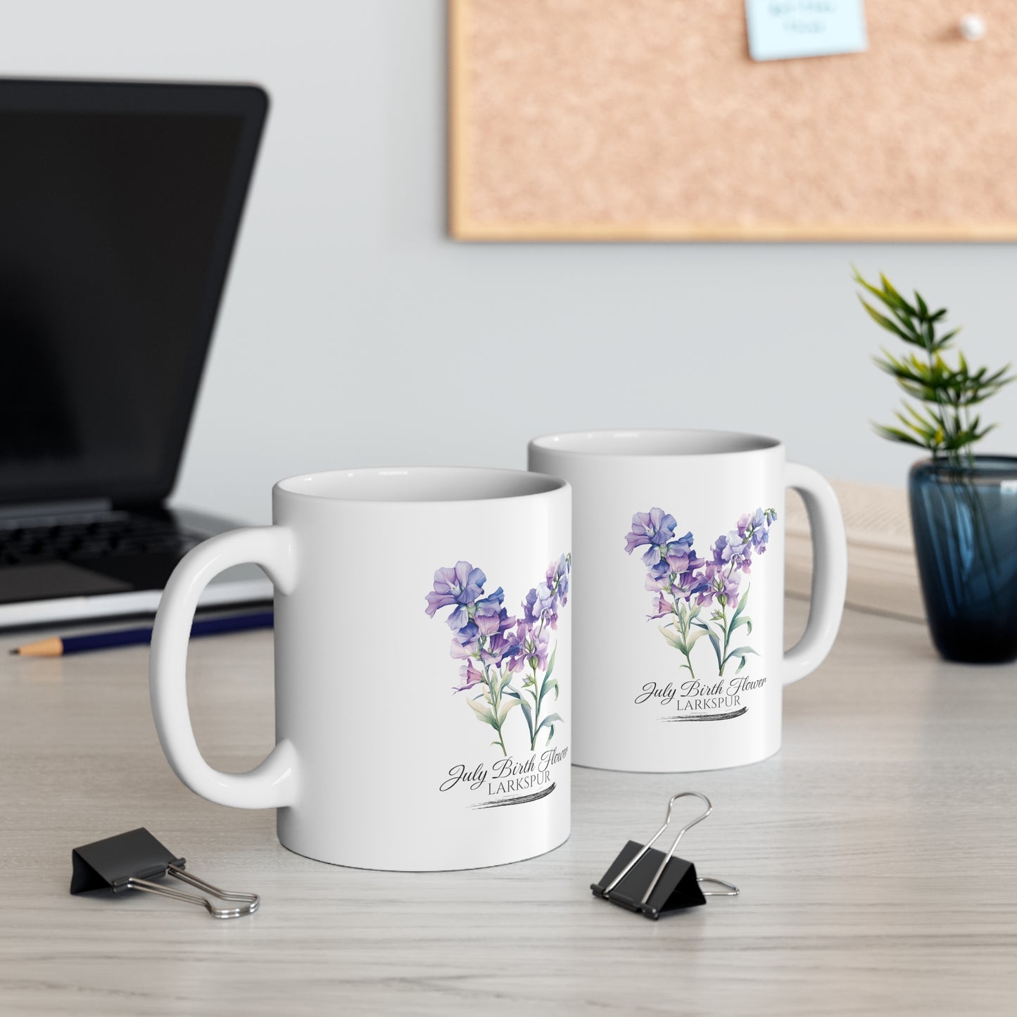 July Birth Flower (Larkspur): Ceramic Mug 11oz