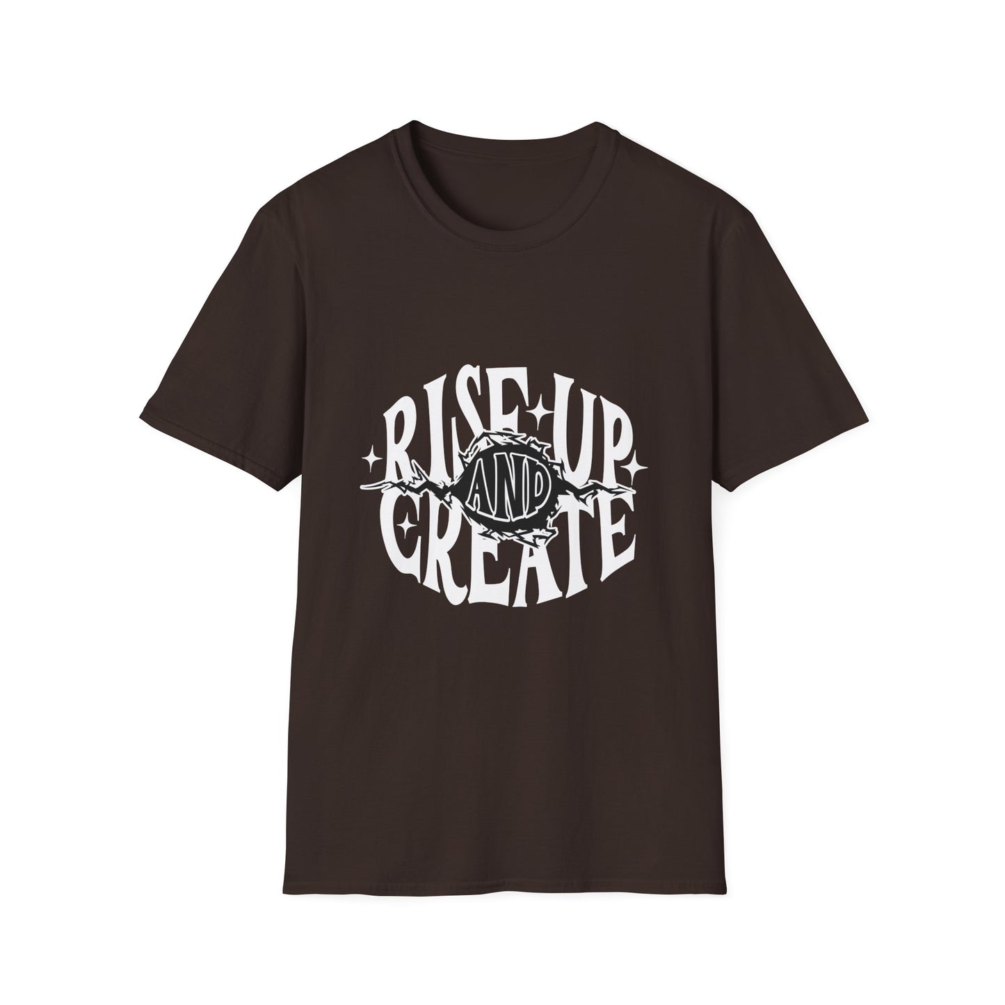 Rise Up And Create Unisex Softstyle T-Shirt, Motivational Tee, Inspirational Shirt, Artist Gift, Graphic Tee, Creative Apparel