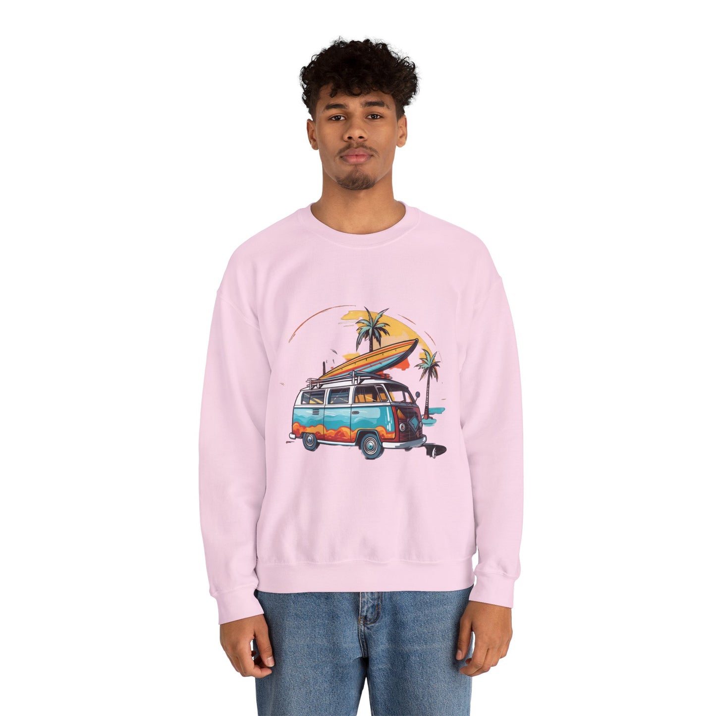 Retro Surf Van - Unisex Heavy Blend™ Crewneck Sweatshirt
