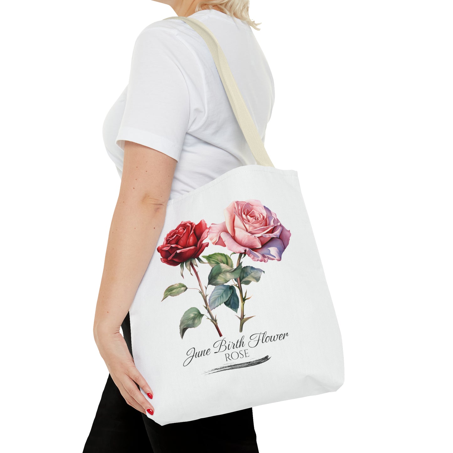 June Birth Flower: Rose - Tote Bag (AOP)
