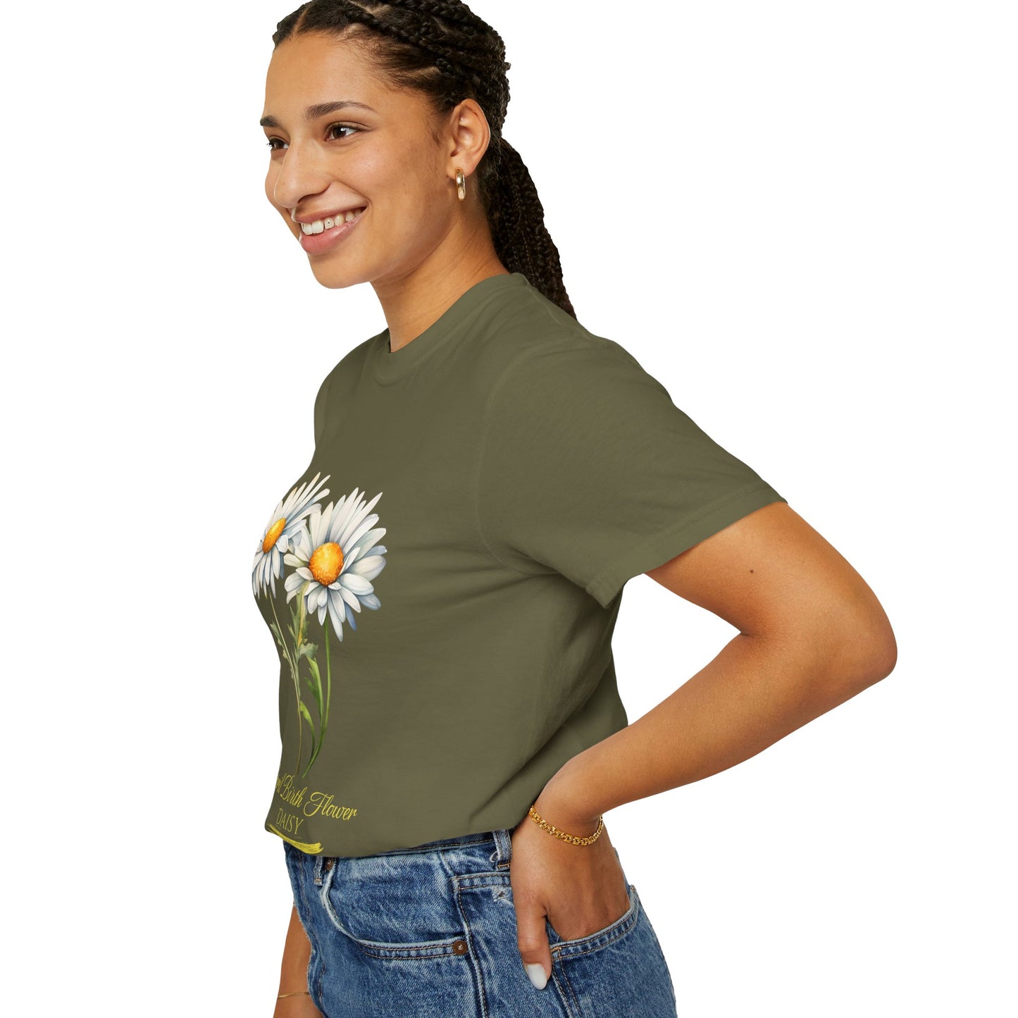 April Birth Flower "Daisy" (For Print on Dark Fabric) - Unisex Garment-Dyed T-shirt