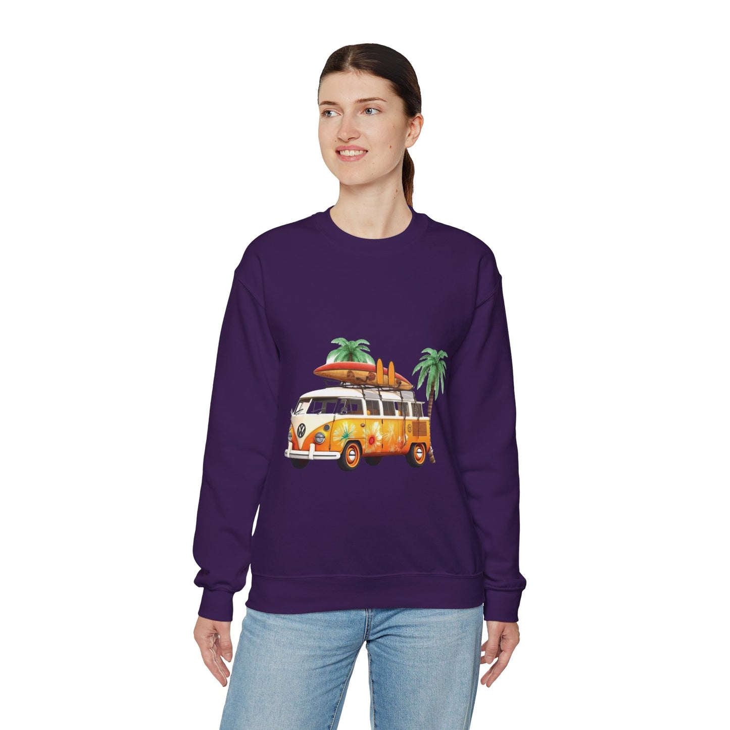 Retro Surf Van - Unisex Heavy Blend™ Crewneck Sweatshirt