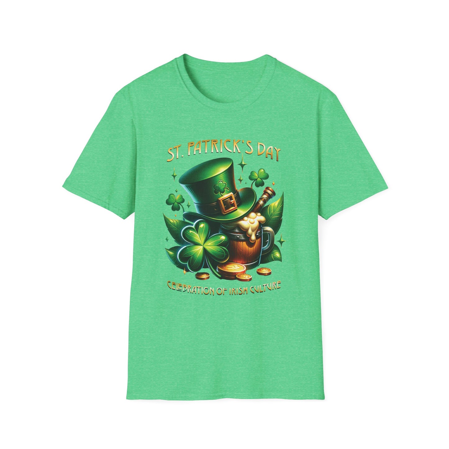 St. Patrick's Day Celebration T-Shirt - Unisex Softstyle Tee with Irish Culture Design