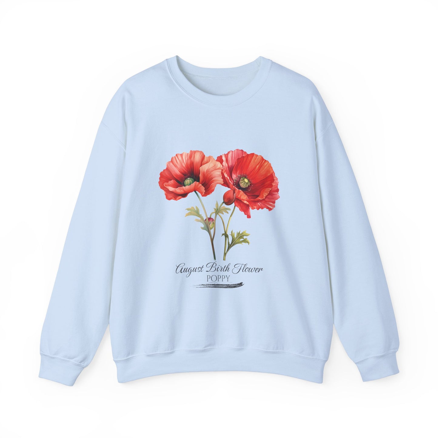 August Birth Flower (Poppy) - Unisex Heavy Blend™ Crewneck Sweatshirt