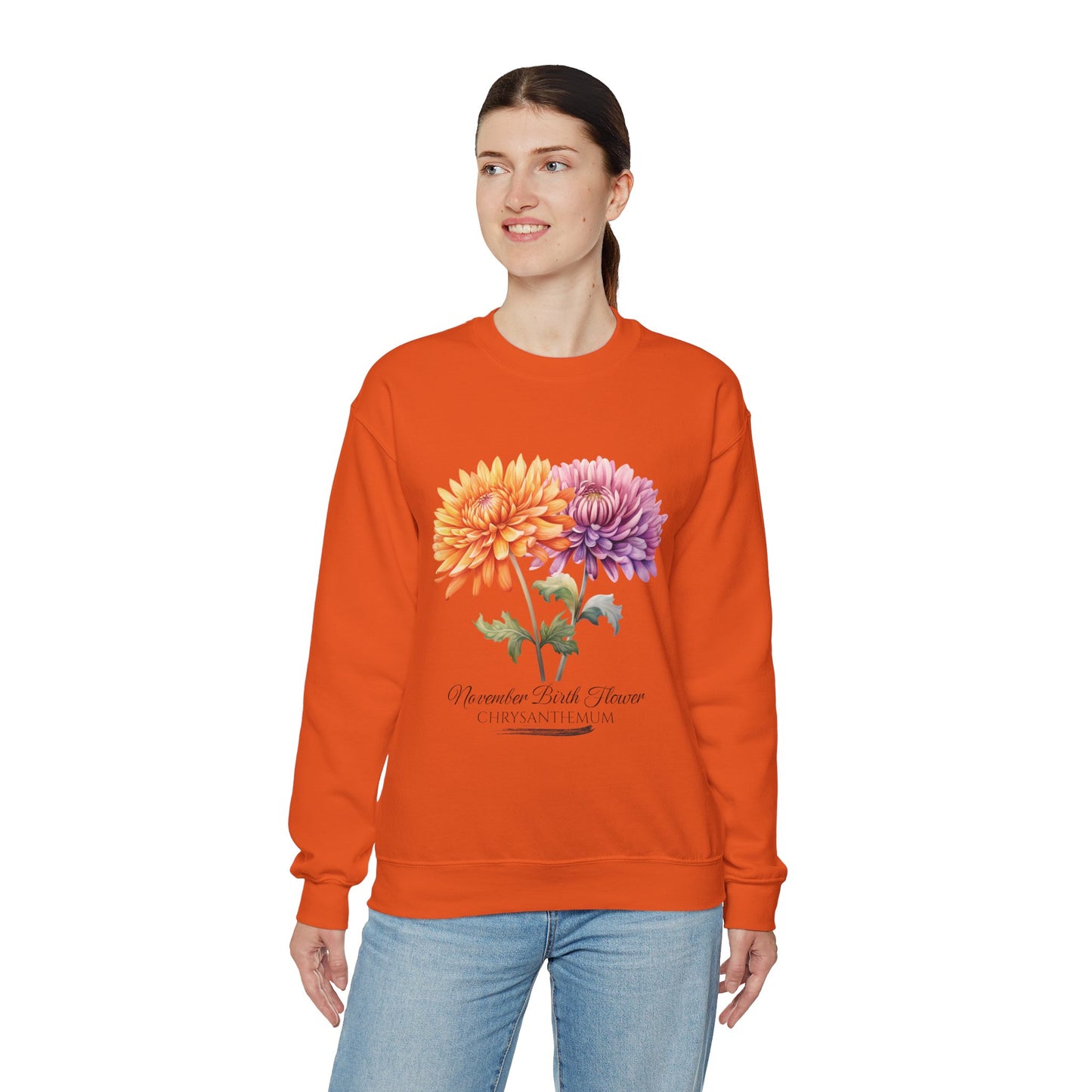 November Birth Flower (Chrysanthemum) - Unisex Heavy Blend™ Crewneck Sweatshirt