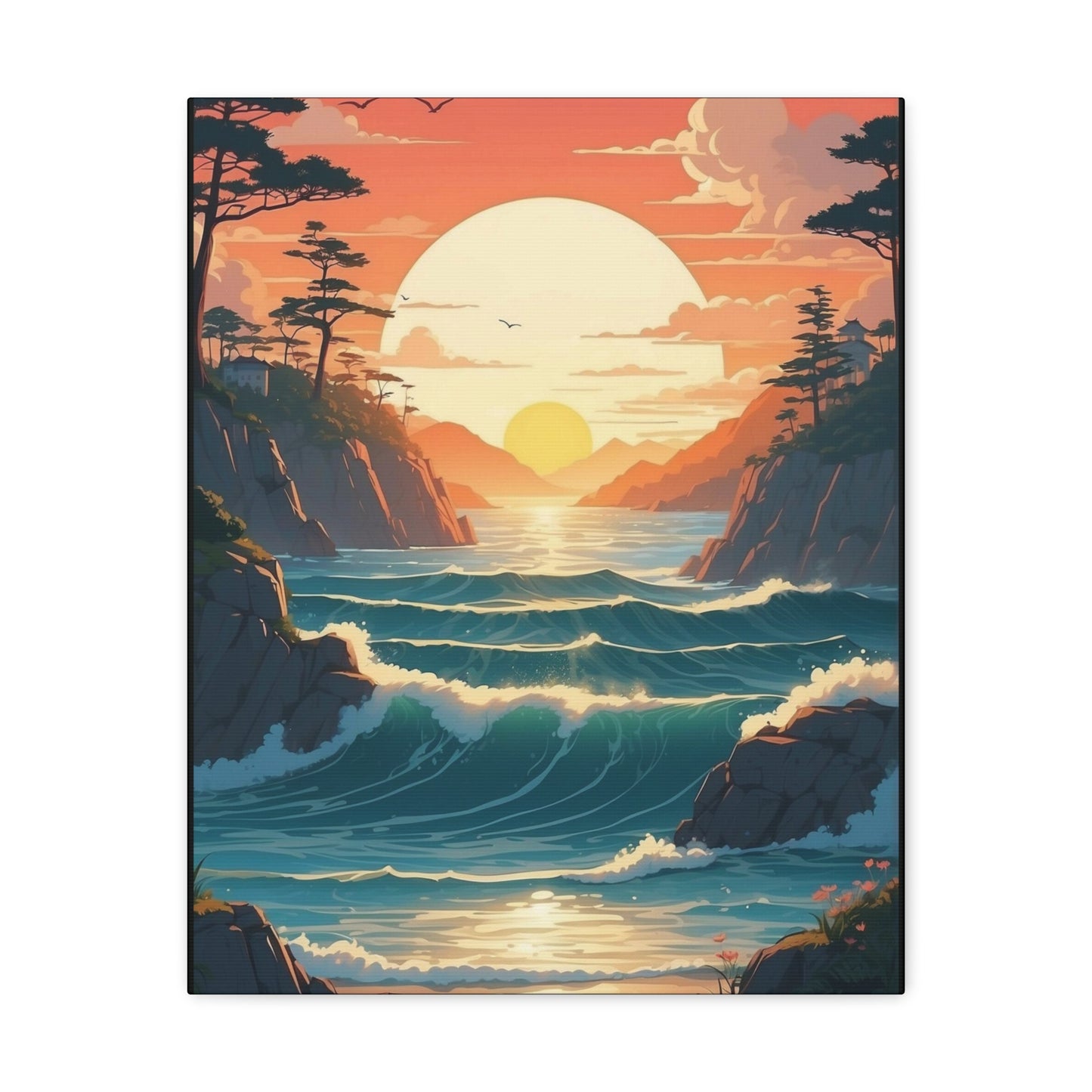 Beautiful sunset over the water channel - Canvas Gallery Wraps