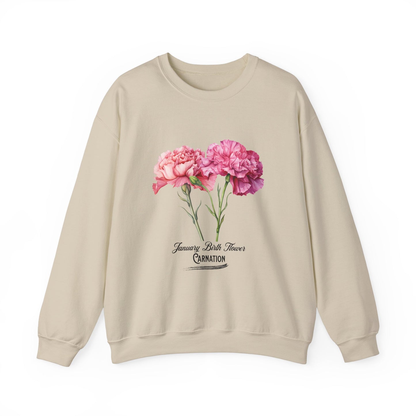January Birth Flower (Carnation) - Unisex Heavy Blend™ Crewneck Sweatshirt