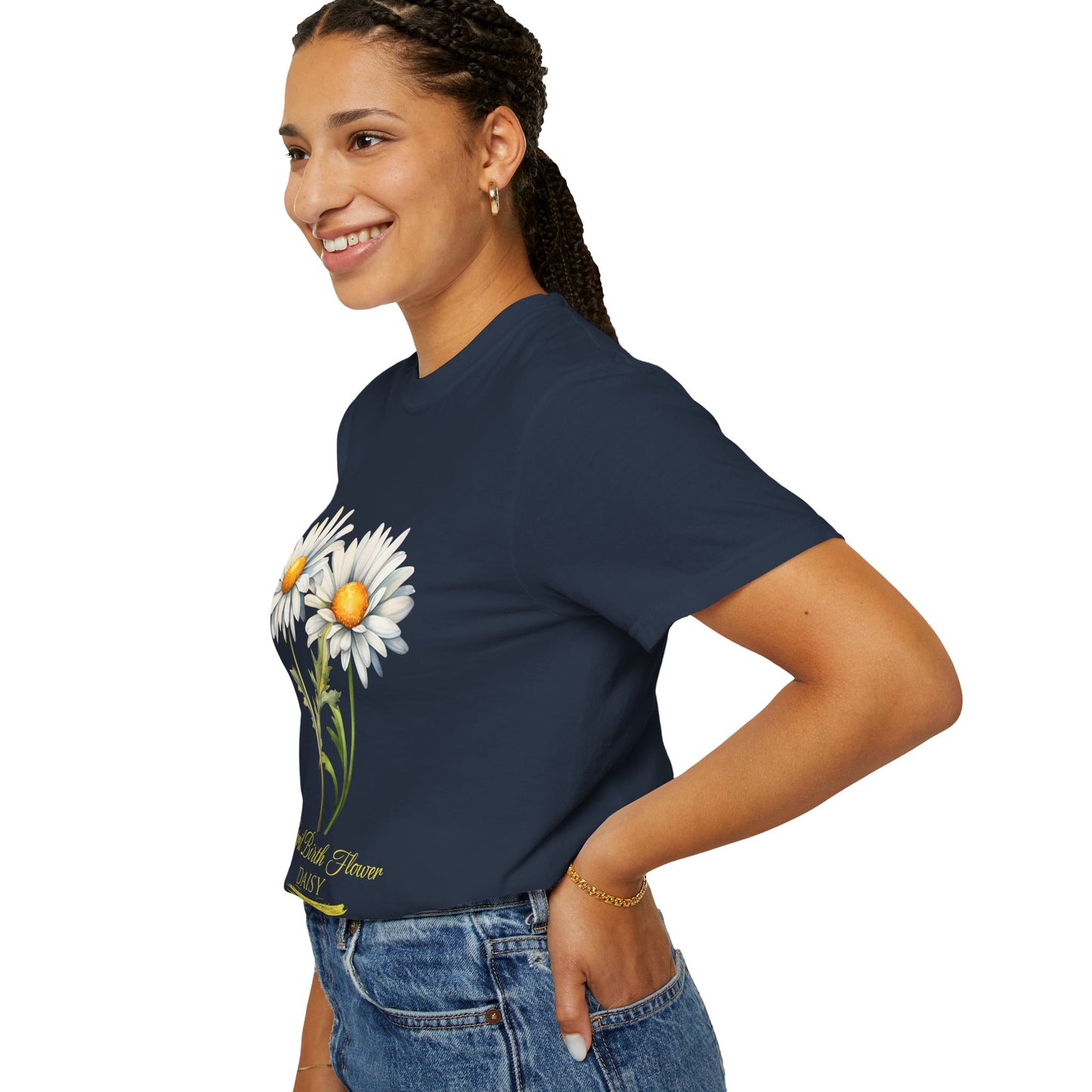 April Birth Flower "Daisy" (For Print on Dark Fabric) - Unisex Garment-Dyed T-shirt