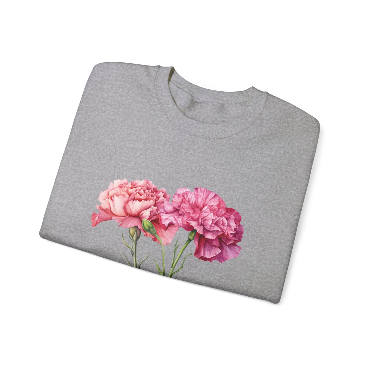 January Birth Flower (Carnation) - Unisex Heavy Blend™ Crewneck Sweatshirt