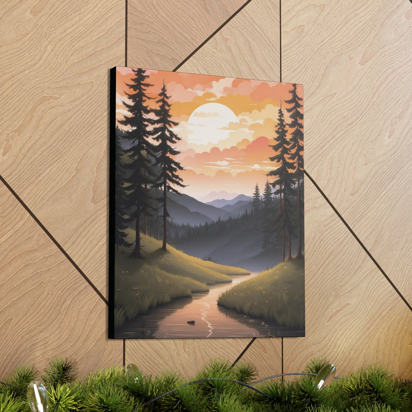 Moon Rising Over the Mountain Creek: Canvas Gallery Wraps