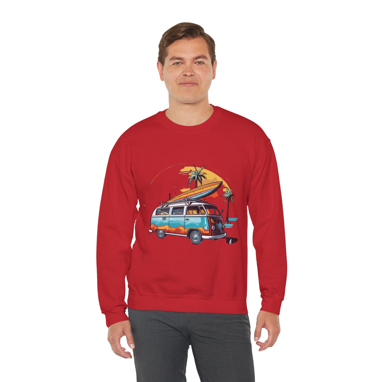 Retro Surf Van - Unisex Heavy Blend™ Crewneck Sweatshirt