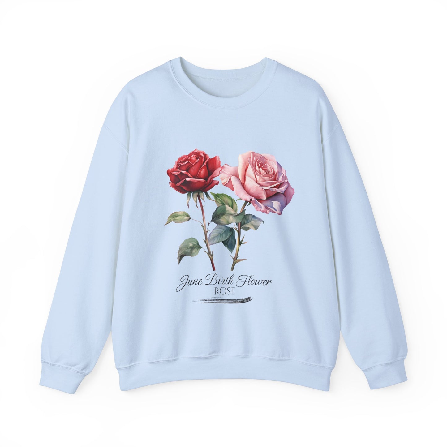 June Birth Flower (Rose) - Unisex Heavy Blend™ Crewneck Sweatshirt