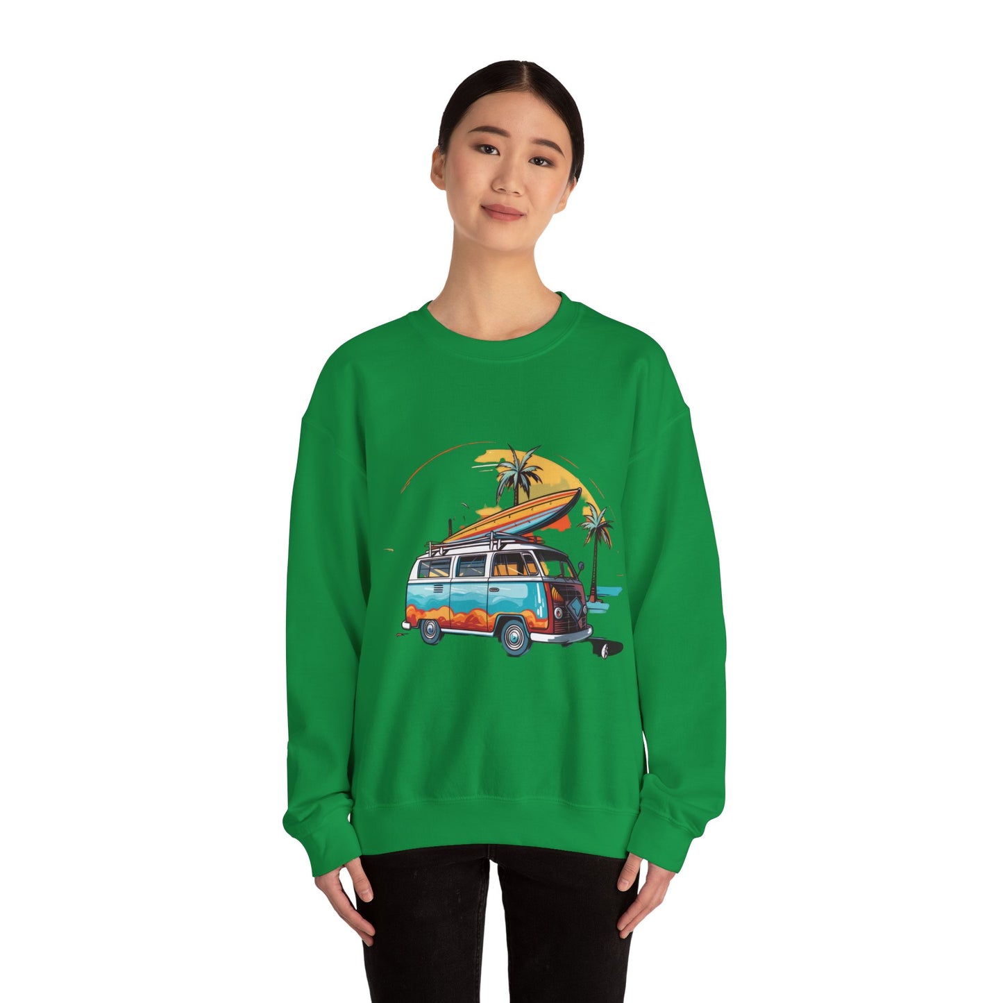Retro Surf Van - Unisex Heavy Blend™ Crewneck Sweatshirt