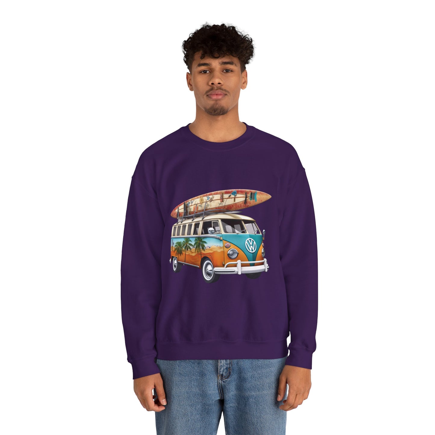 Retro Surf Van - Unisex Heavy Blend™ Crewneck Sweatshirt
