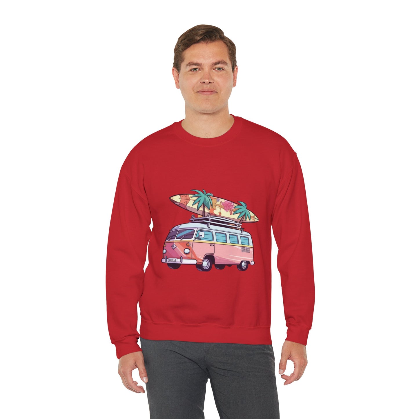 Retro Surf Van - Unisex Heavy Blend™ Crewneck Sweatshirt