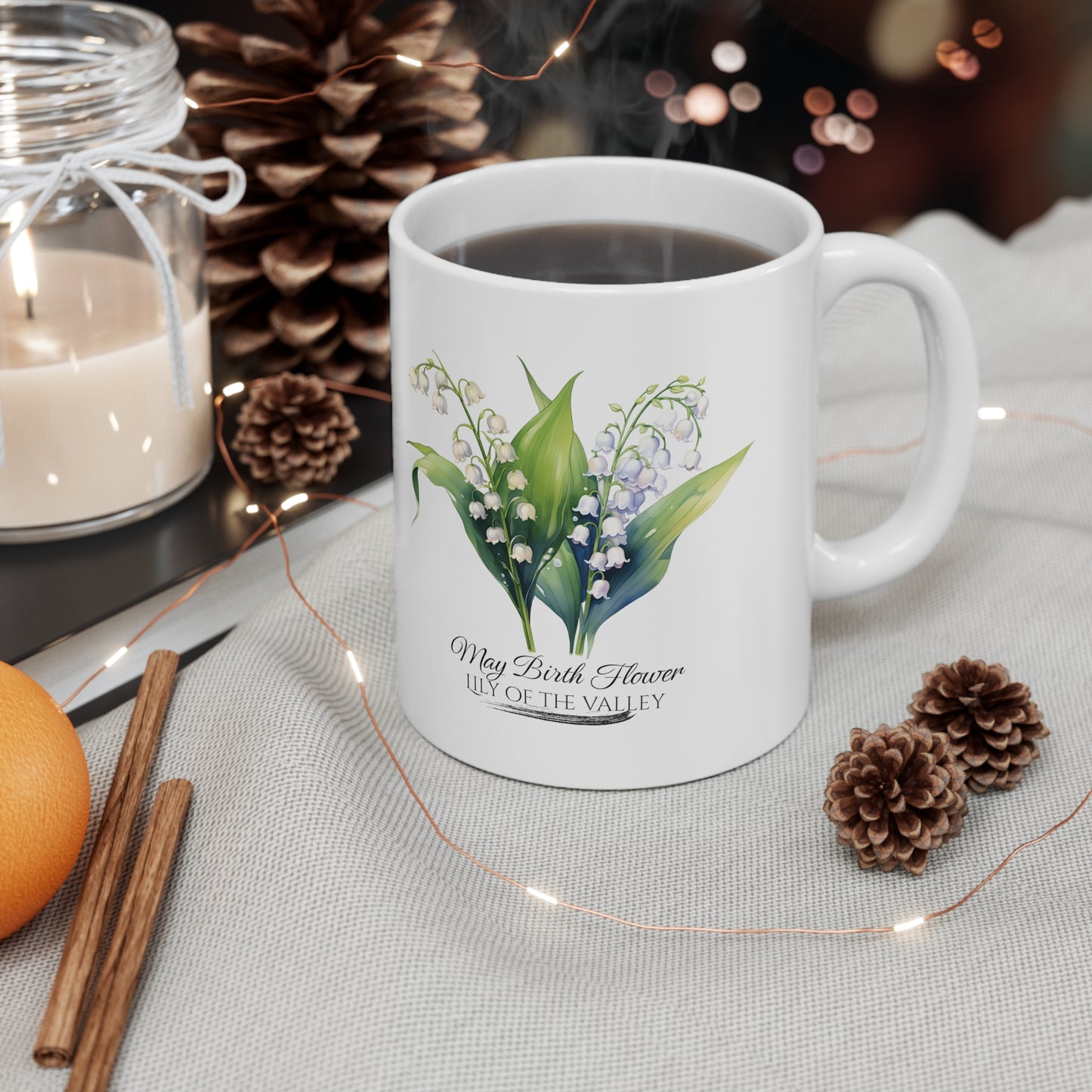 May Birth Flower (Lily of the Valley): Ceramic Mug 11oz