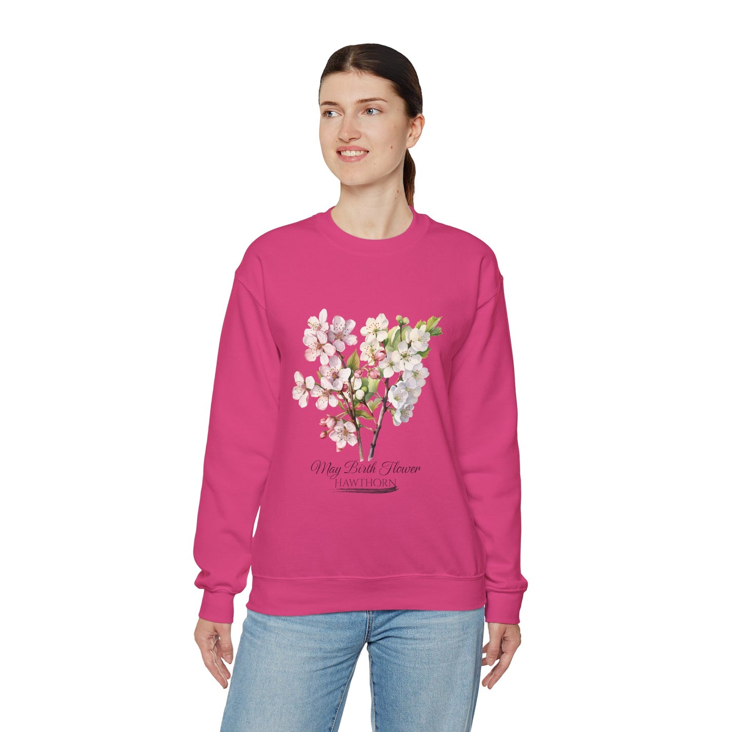 May Birth Flower (Hawthorn) - Unisex Heavy Blend™ Crewneck Sweatshirt