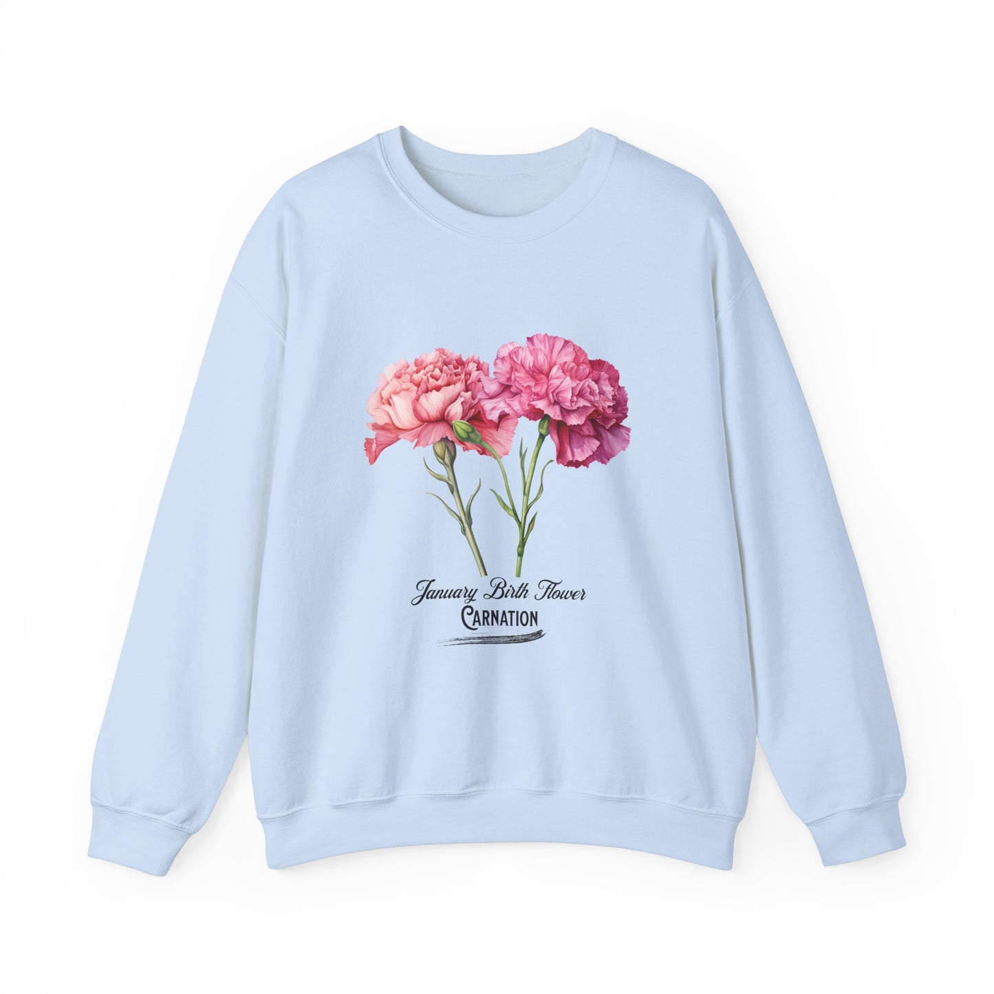 January Birth Flower (Carnation) - Unisex Heavy Blend™ Crewneck Sweatshirt