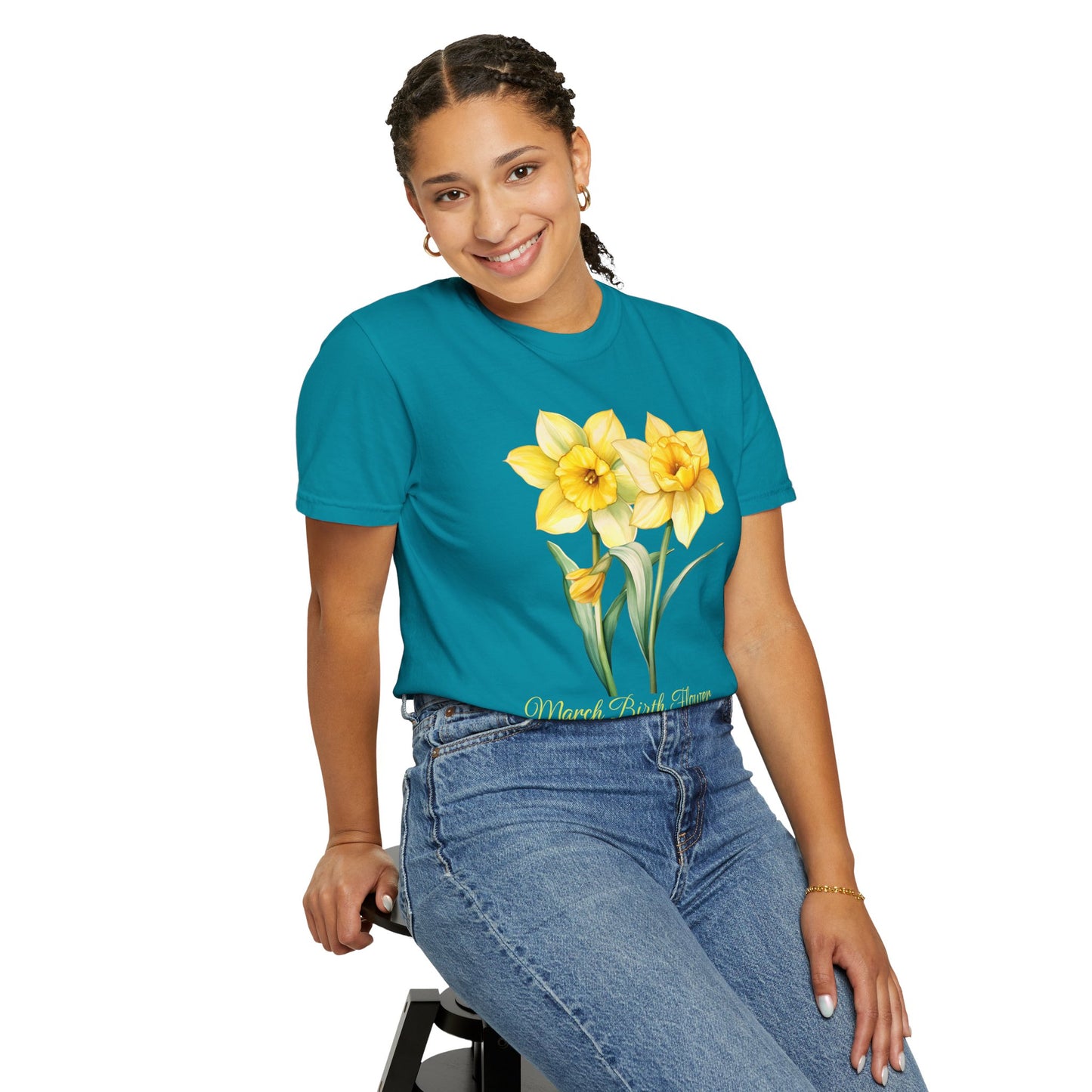 March Birth Flower "Jonquil" (For Print on Dark Fabric) - Unisex Garment-Dyed T-shirt