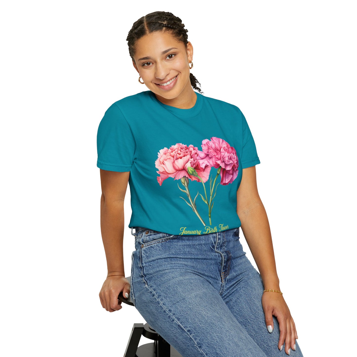 January Birth Flower "Daffodil" (For Print on Dark Fabric) - Unisex Garment-Dyed T-shirt