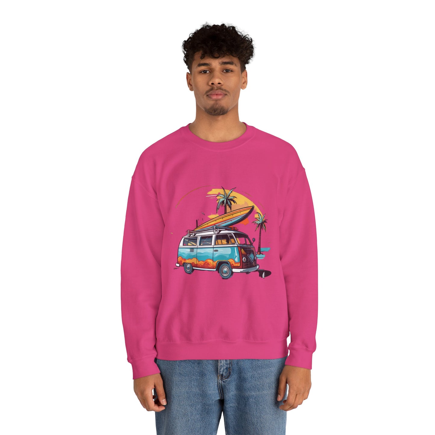 Retro Surf Van - Unisex Heavy Blend™ Crewneck Sweatshirt