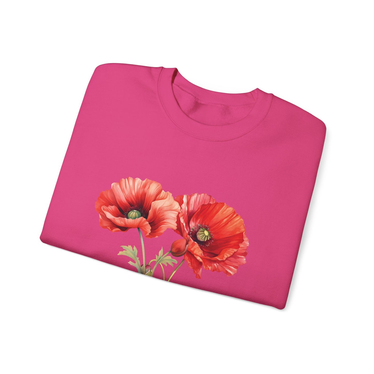 August Birth Flower (Poppy) - Unisex Heavy Blend™ Crewneck Sweatshirt