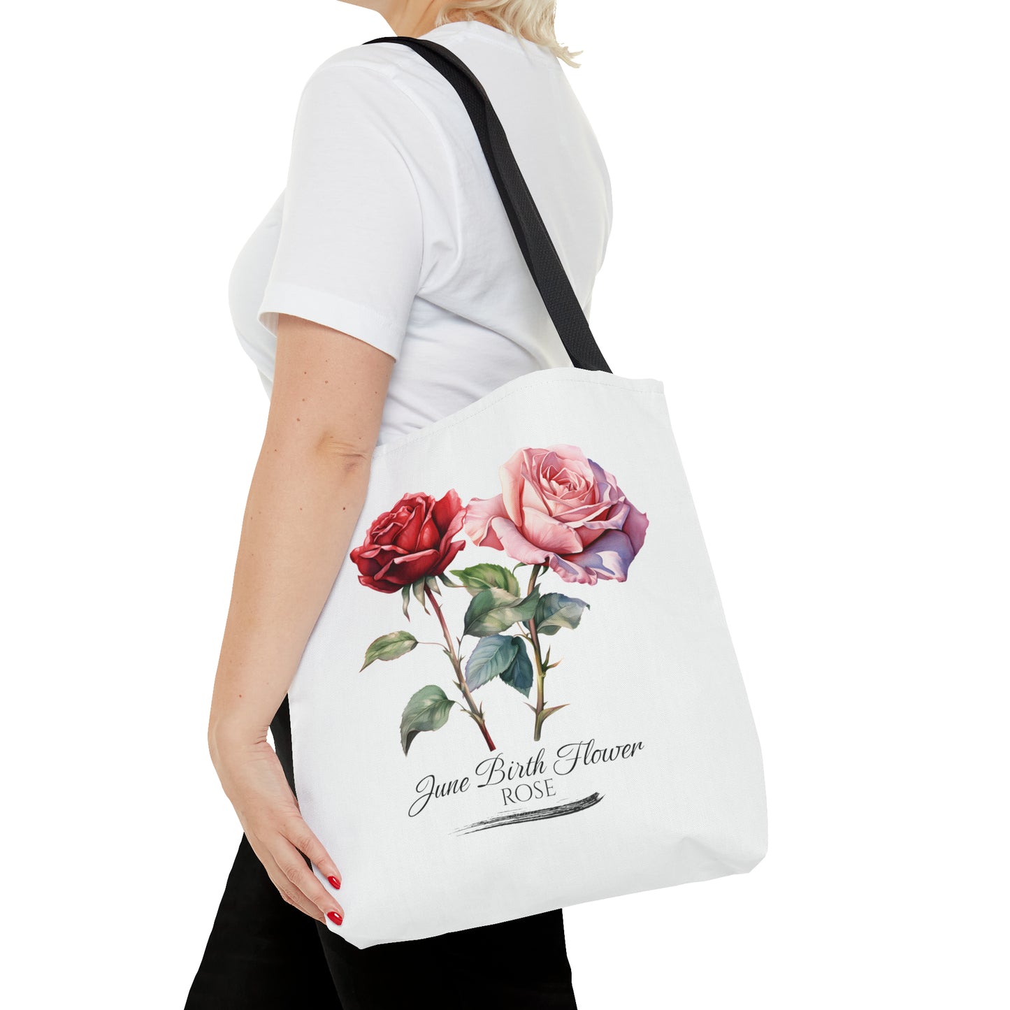 June Birth Flower: Rose - Tote Bag (AOP)