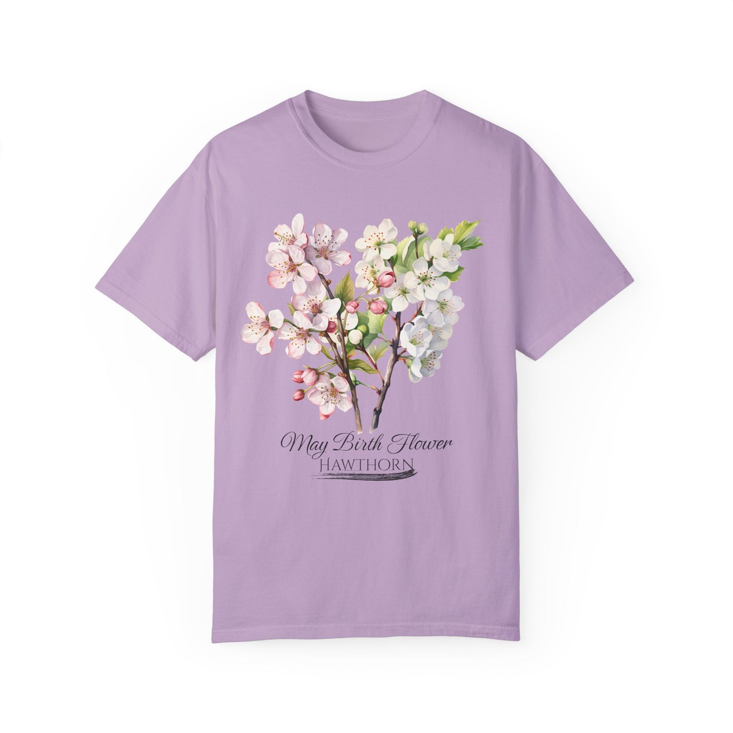 May Birth Flower "Hawthorn" - Unisex Garment-Dyed T-shirt