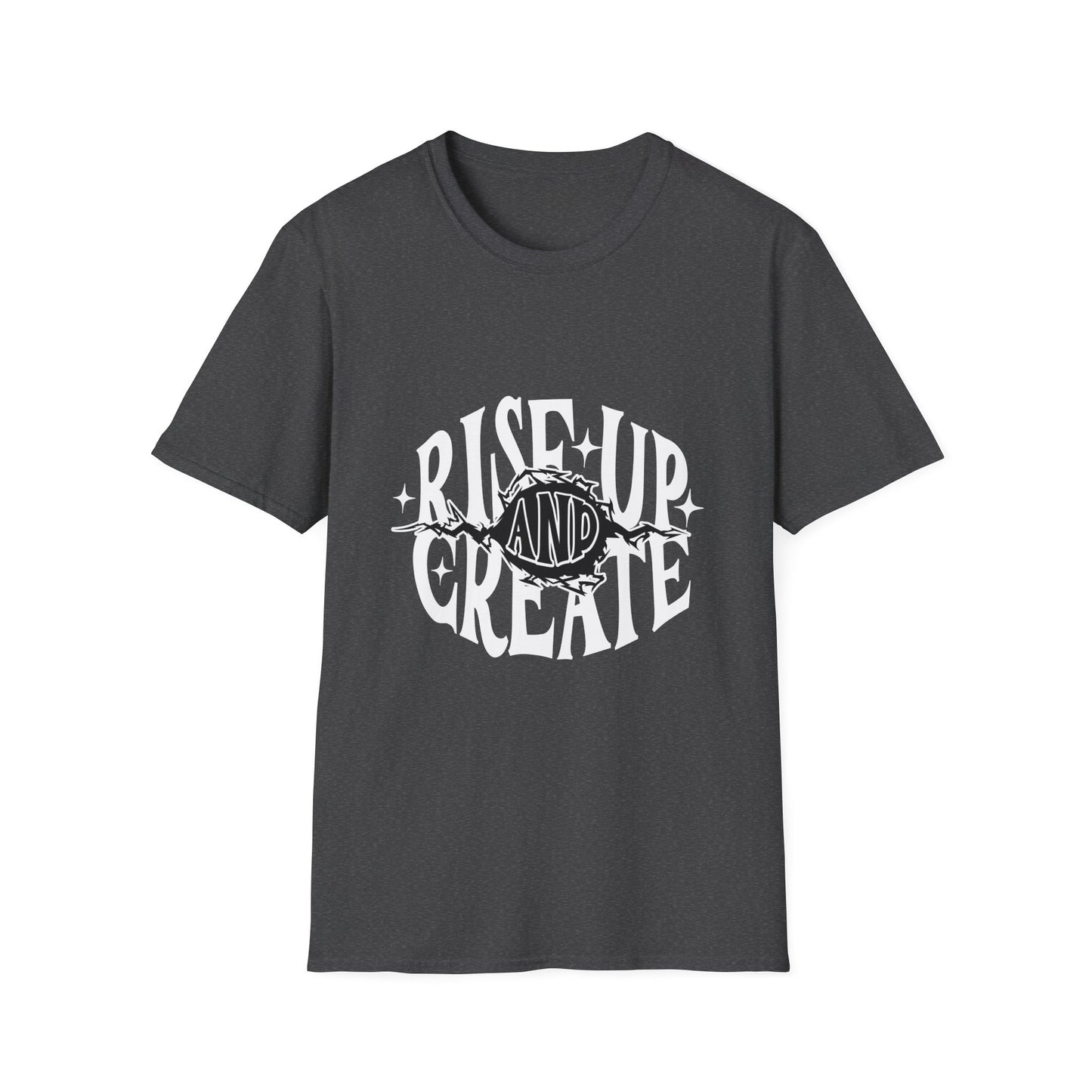 Rise Up And Create Unisex Softstyle T-Shirt, Motivational Tee, Inspirational Shirt, Artist Gift, Graphic Tee, Creative Apparel