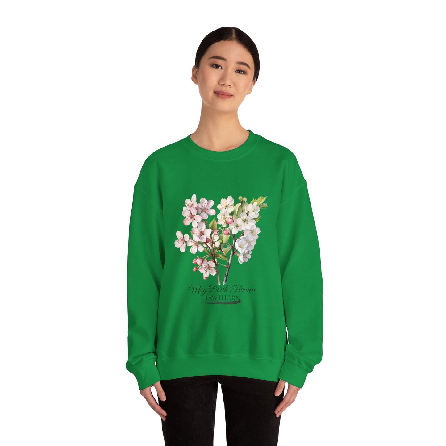 May Birth Flower (Hawthorn) - Unisex Heavy Blend™ Crewneck Sweatshirt