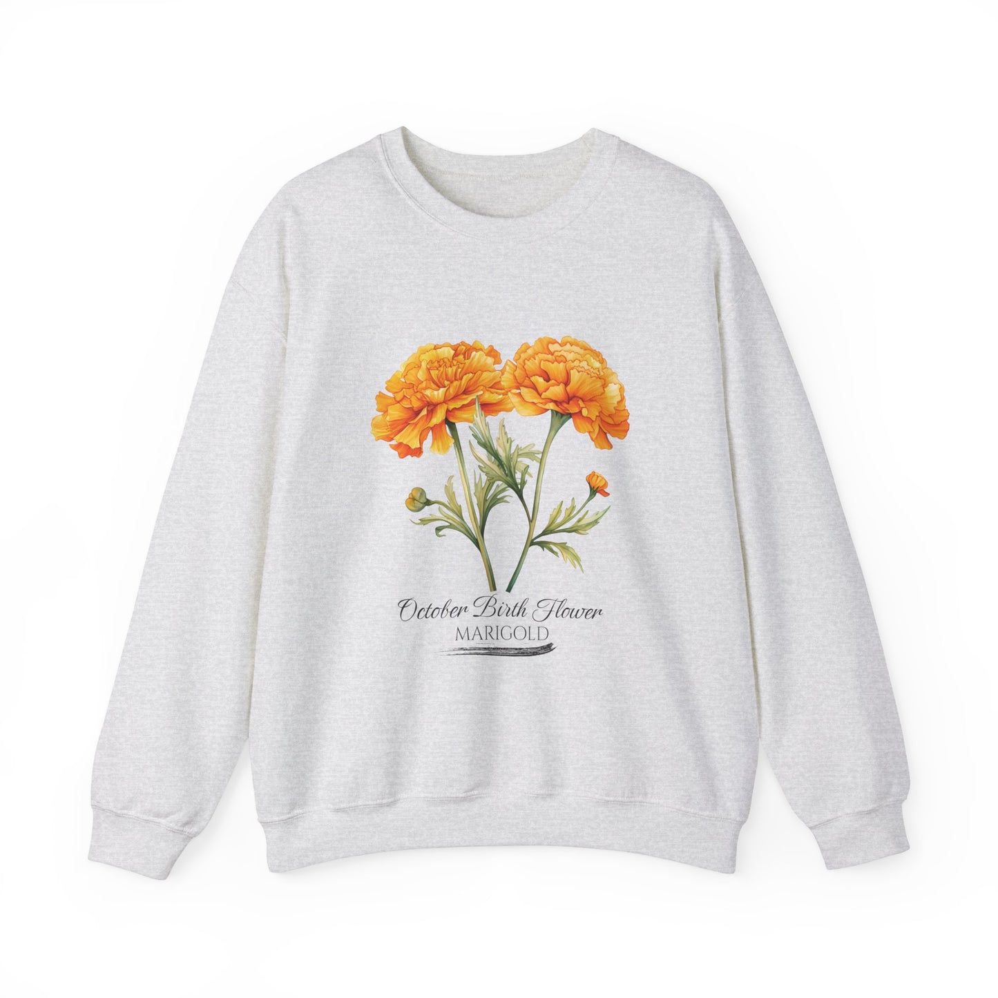 October Birth Flower (Marigold) - Unisex Heavy Blend™ Crewneck Sweatshirt