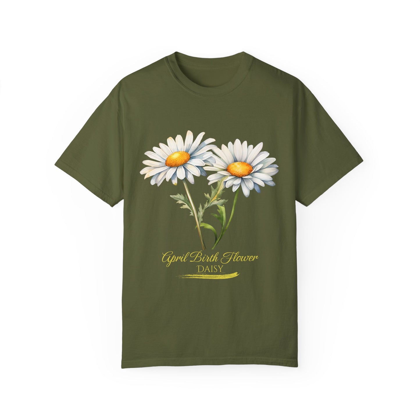 April Birth Flower "Daisy" (For Print on Dark Fabric) - Unisex Garment-Dyed T-shirt