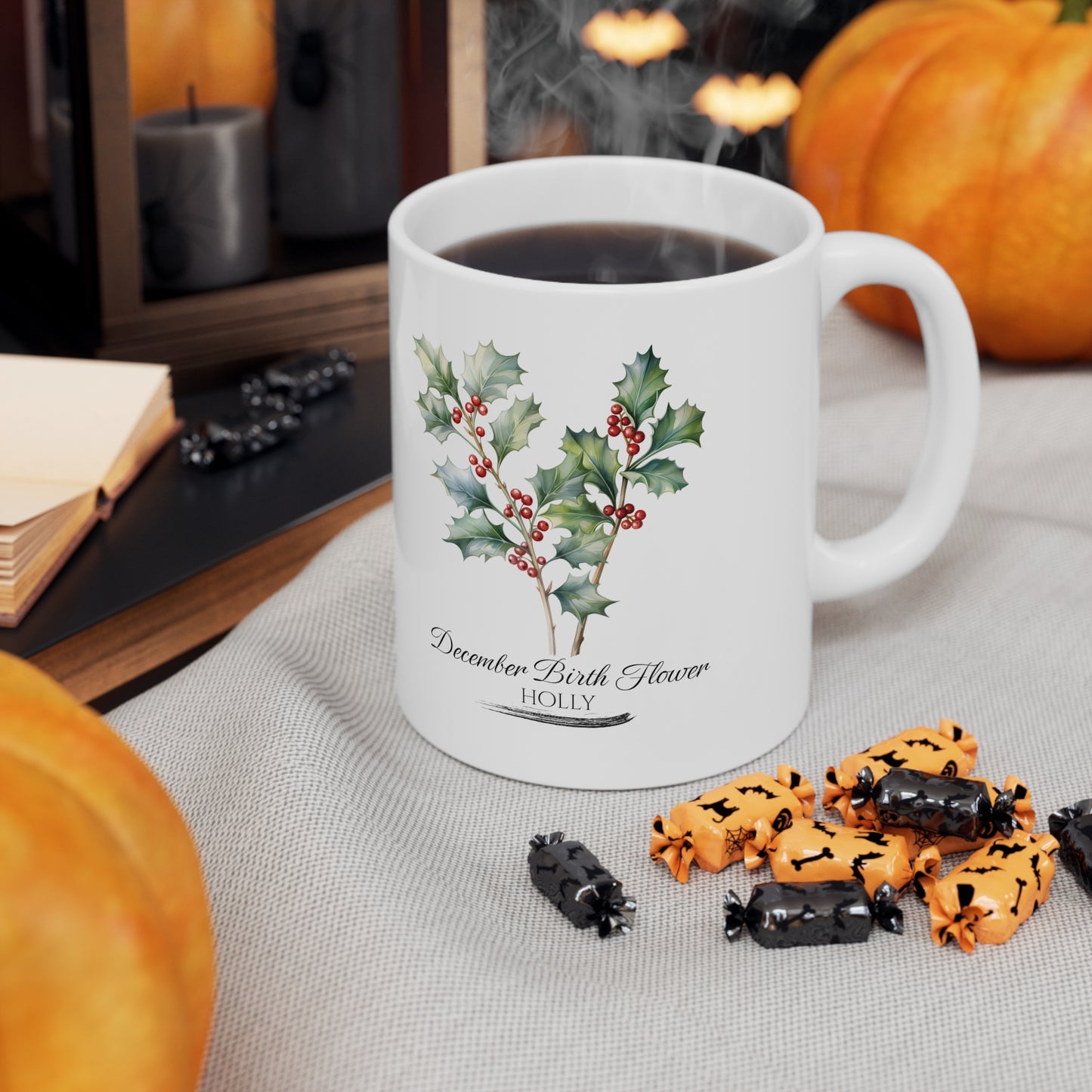 December Birth Flower (Holly): Ceramic Mug 11oz