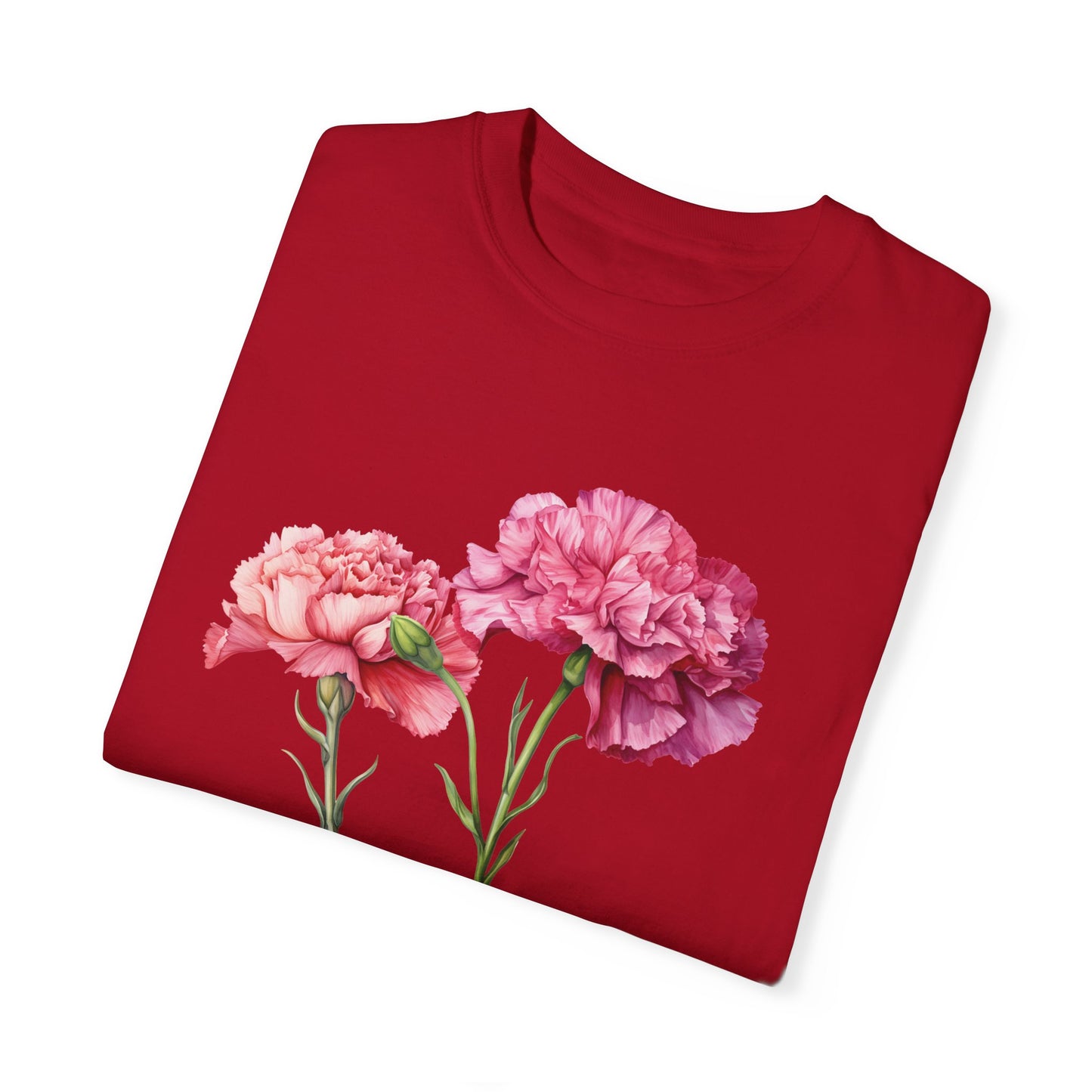 January Birth Flower "Carnation" - Unisex Garment-Dyed T-shirt