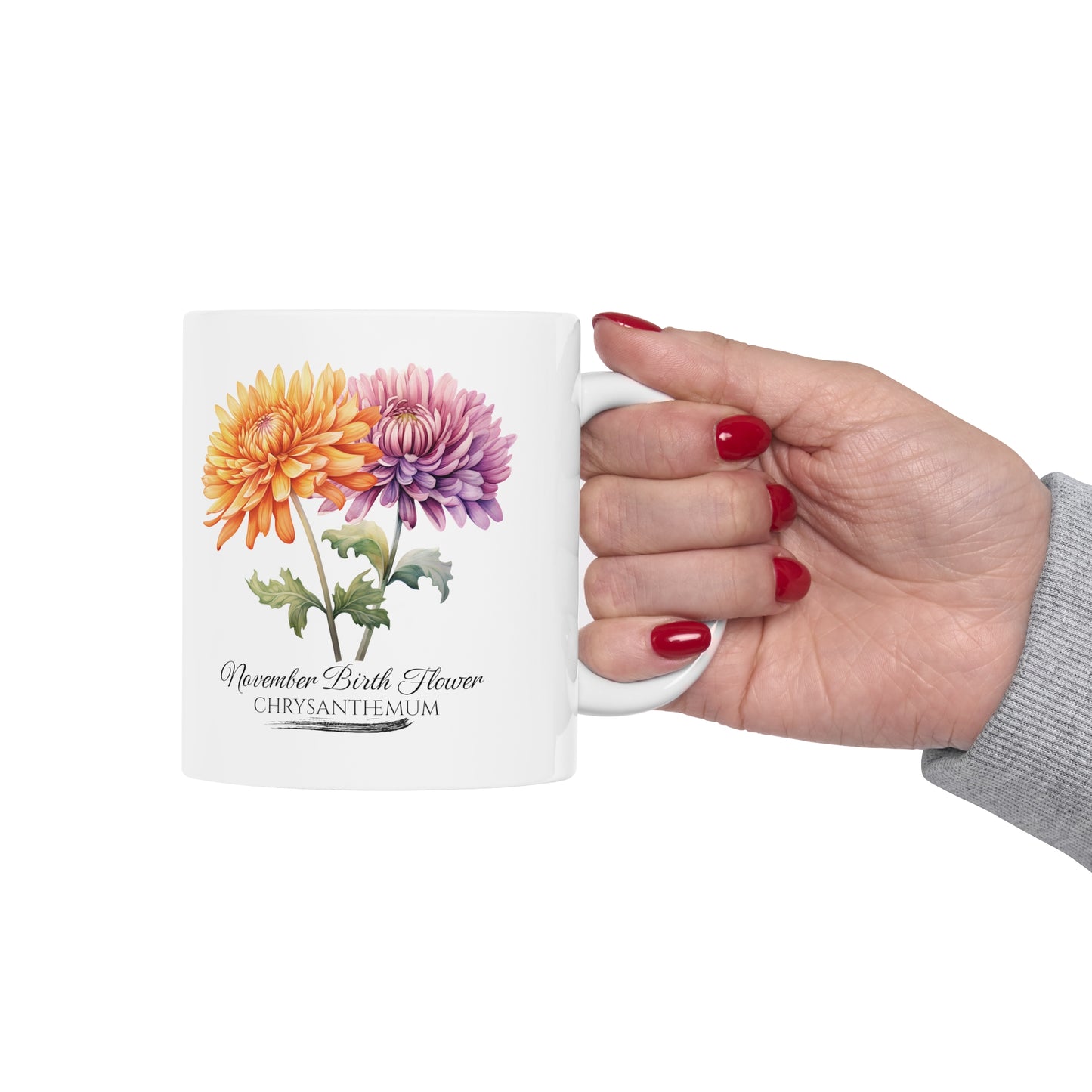 November Birth Flower (Chrysanthemum): Ceramic Mug 11oz