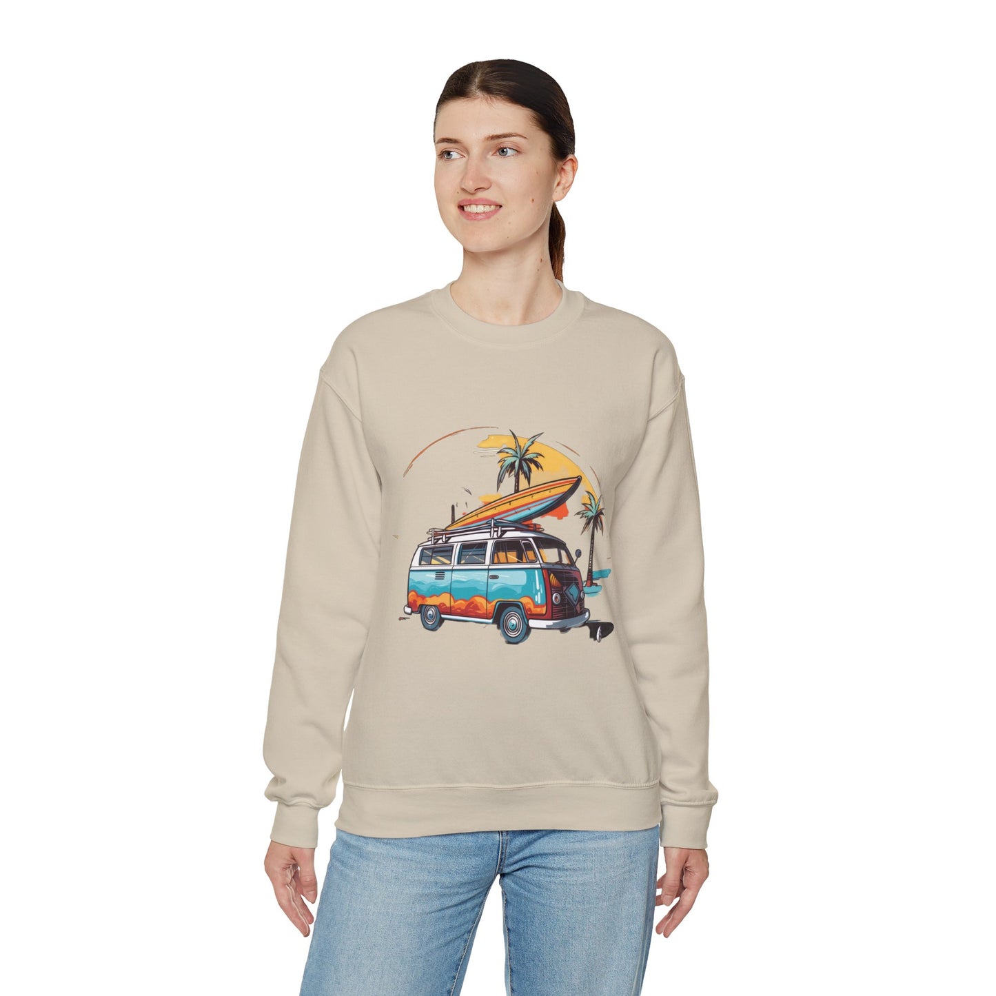 Retro Surf Van - Unisex Heavy Blend™ Crewneck Sweatshirt